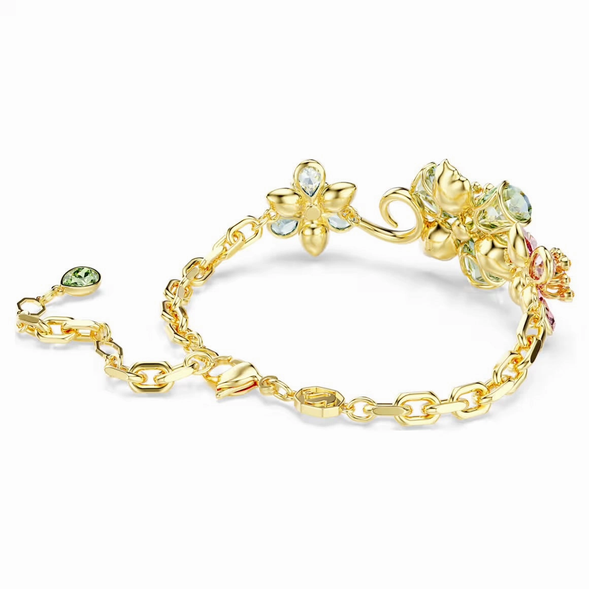 Idyllia Multicoloured Mixed Cuts Gold Bracelet