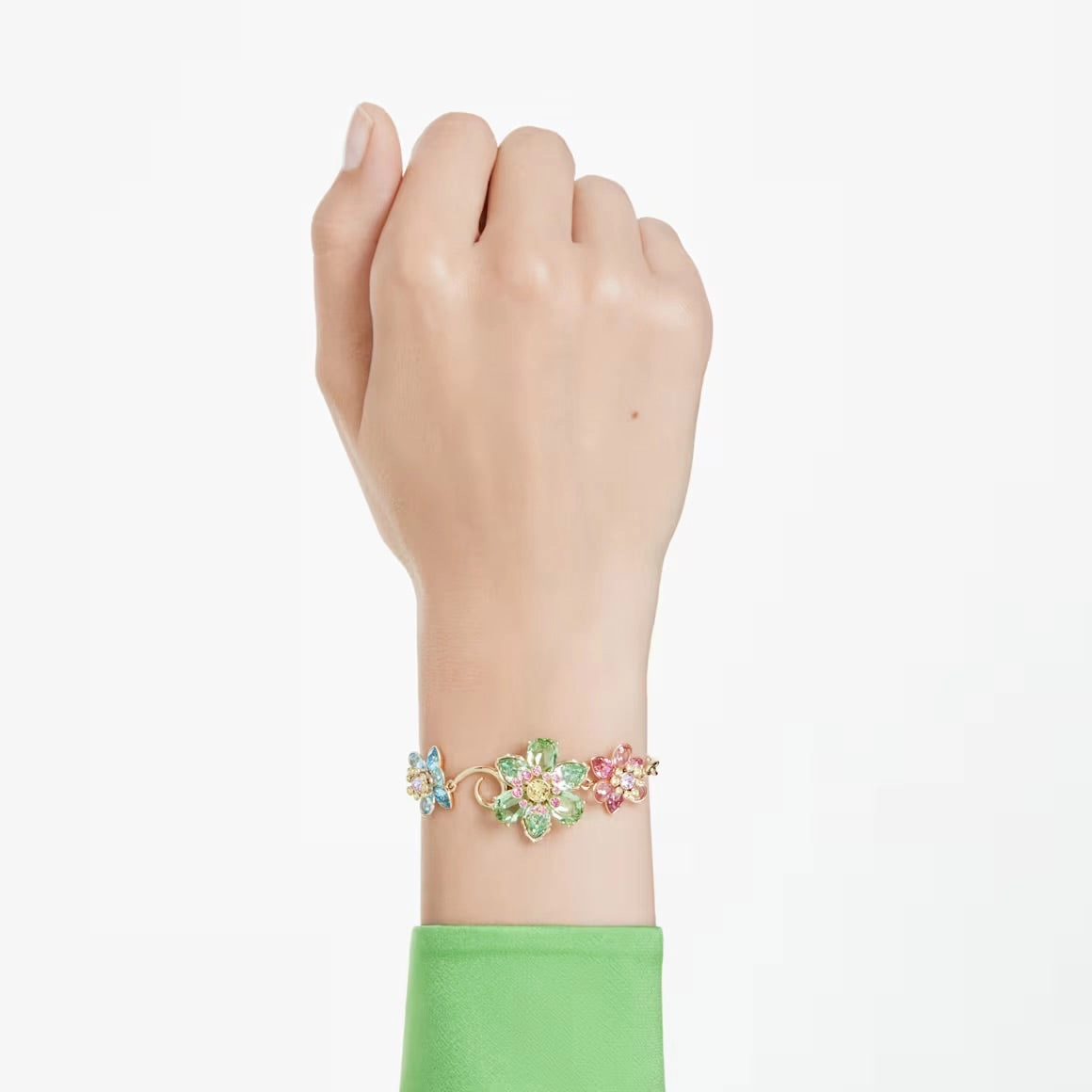 Idyllia Multicoloured Mixed Cuts Gold Bracelet