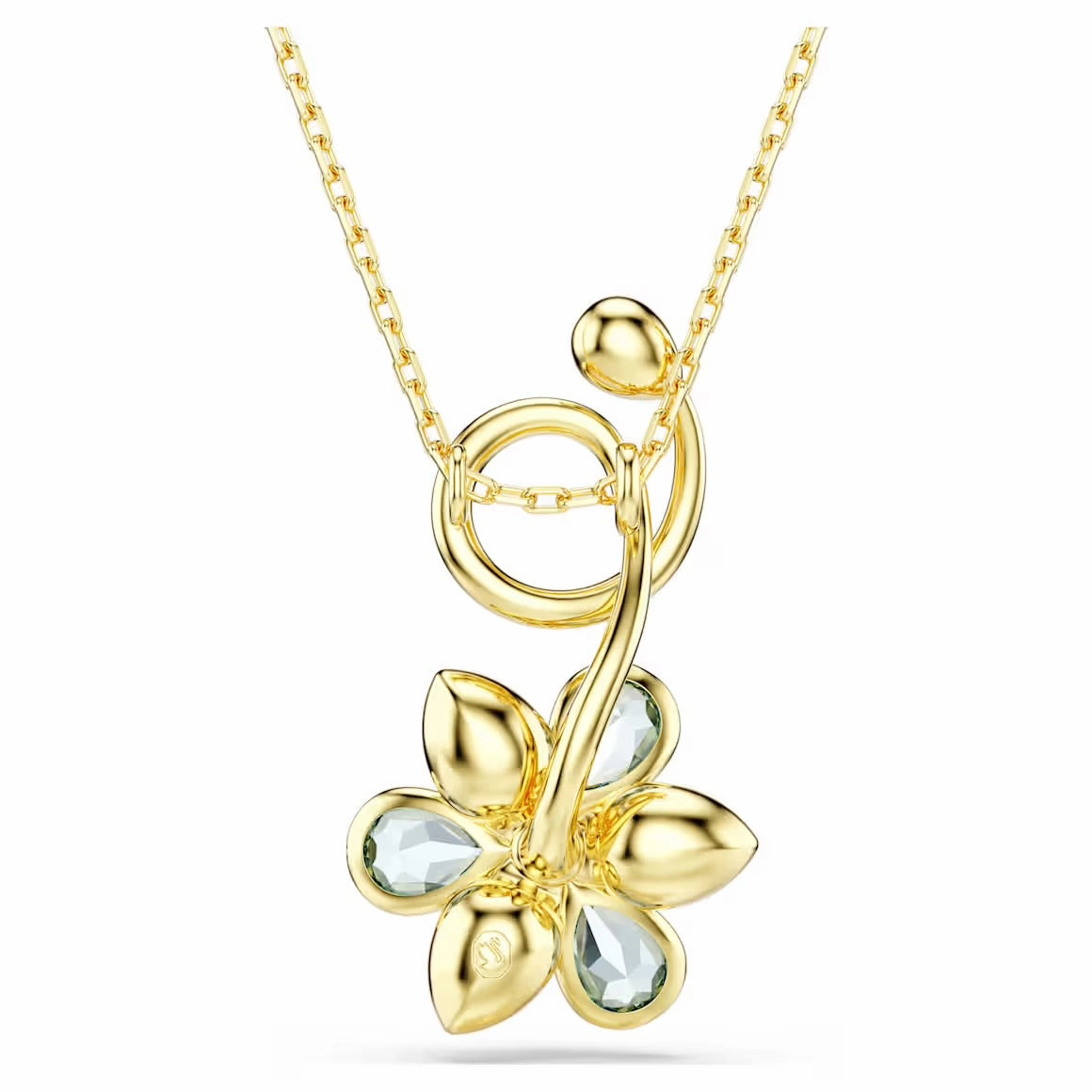Idyllic Multicoloured Flower Mixed Cuts Gold Drop Necklace
