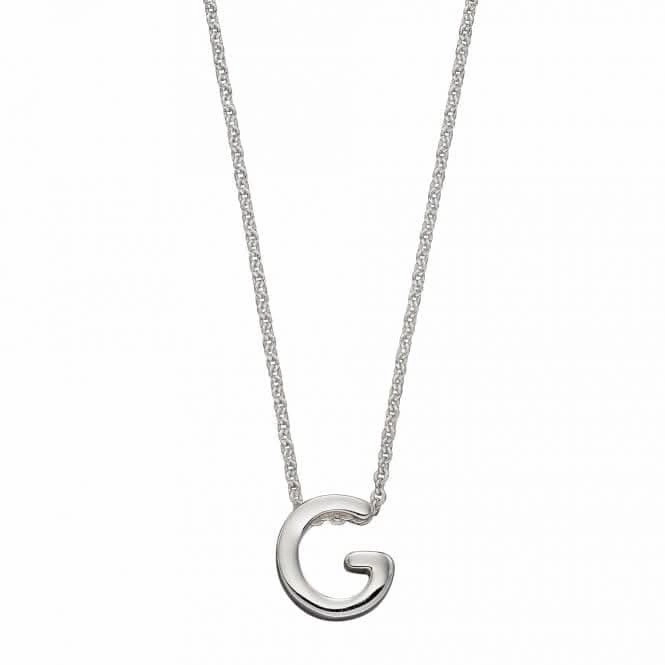 Initial G Plain Silver Initial Necklace N4434