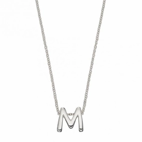 Initial M Plain Silver Initial Necklace N4440