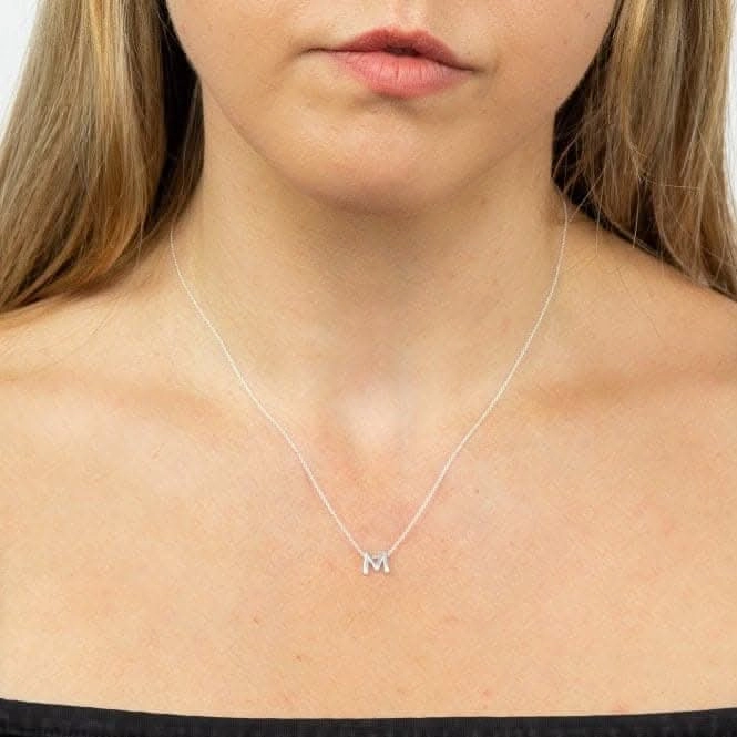 Initial M Plain Silver Initial Necklace N4440
