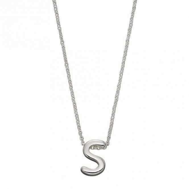 Initial S Plain Silver Initial Necklace N4446