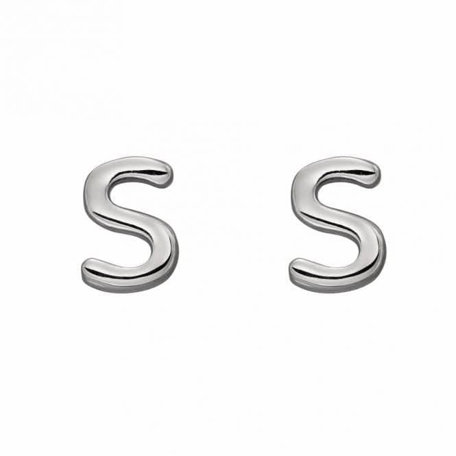 Initial S Sterling Silver Stud Earrings E6036