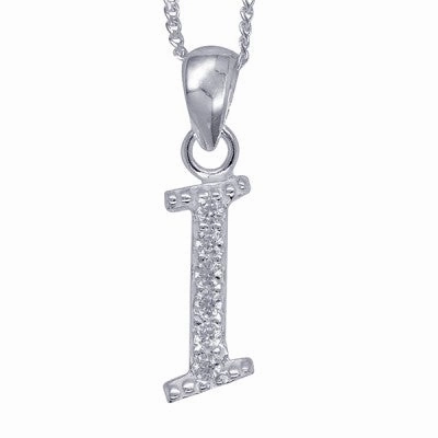 Initial Silver Pendant - Sparkling Cursive