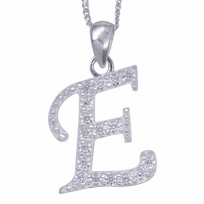 Initial Silver Pendant - Sparkling Cursive
