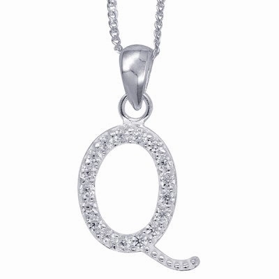 Initial Silver Pendant - Sparkling Cursive