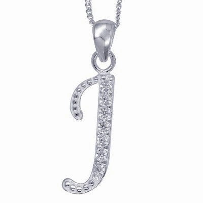 Initial Silver Pendant - Sparkling Cursive