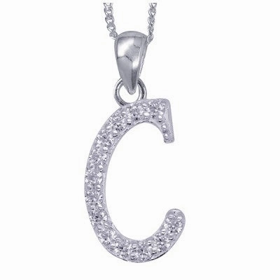 Initial Silver Pendant - Sparkling Cursive