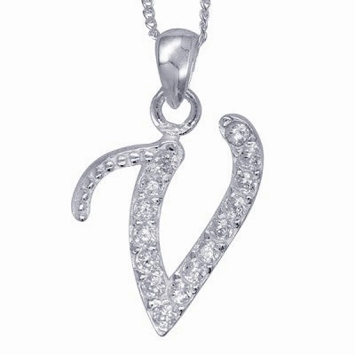 Initial Silver Pendant - Sparkling Cursive