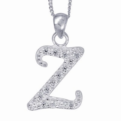Initial Silver Pendant - Sparkling Cursive