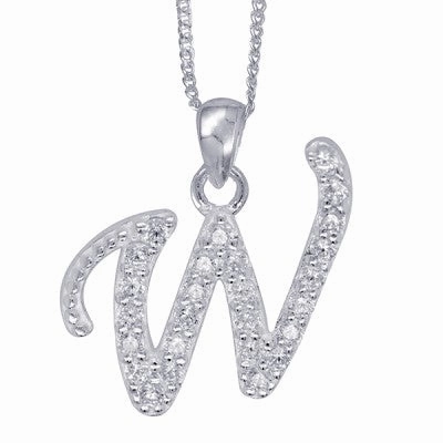 Initial Silver Pendant - Sparkling Cursive