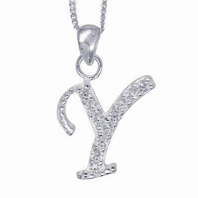 Initial Silver Pendant - Sparkling Cursive
