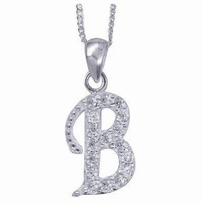 Initial Silver Pendant - Sparkling Cursive