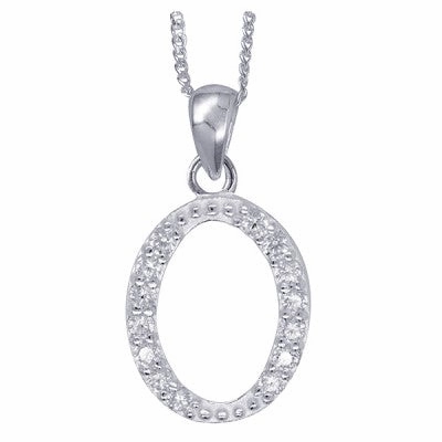Initial Silver Pendant - Sparkling Cursive