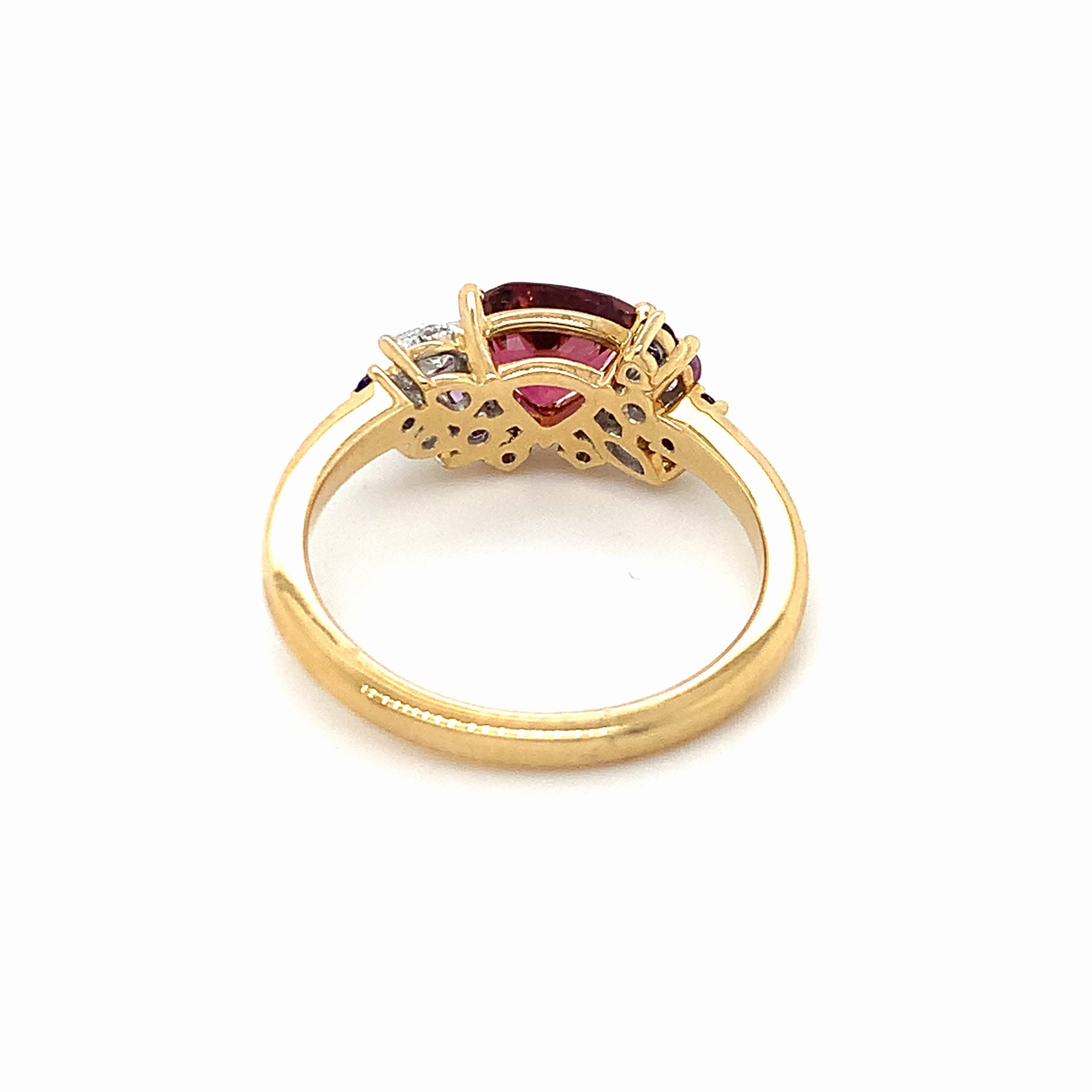 Iris Pink Tourmaline, Sapphire Diamond Ring