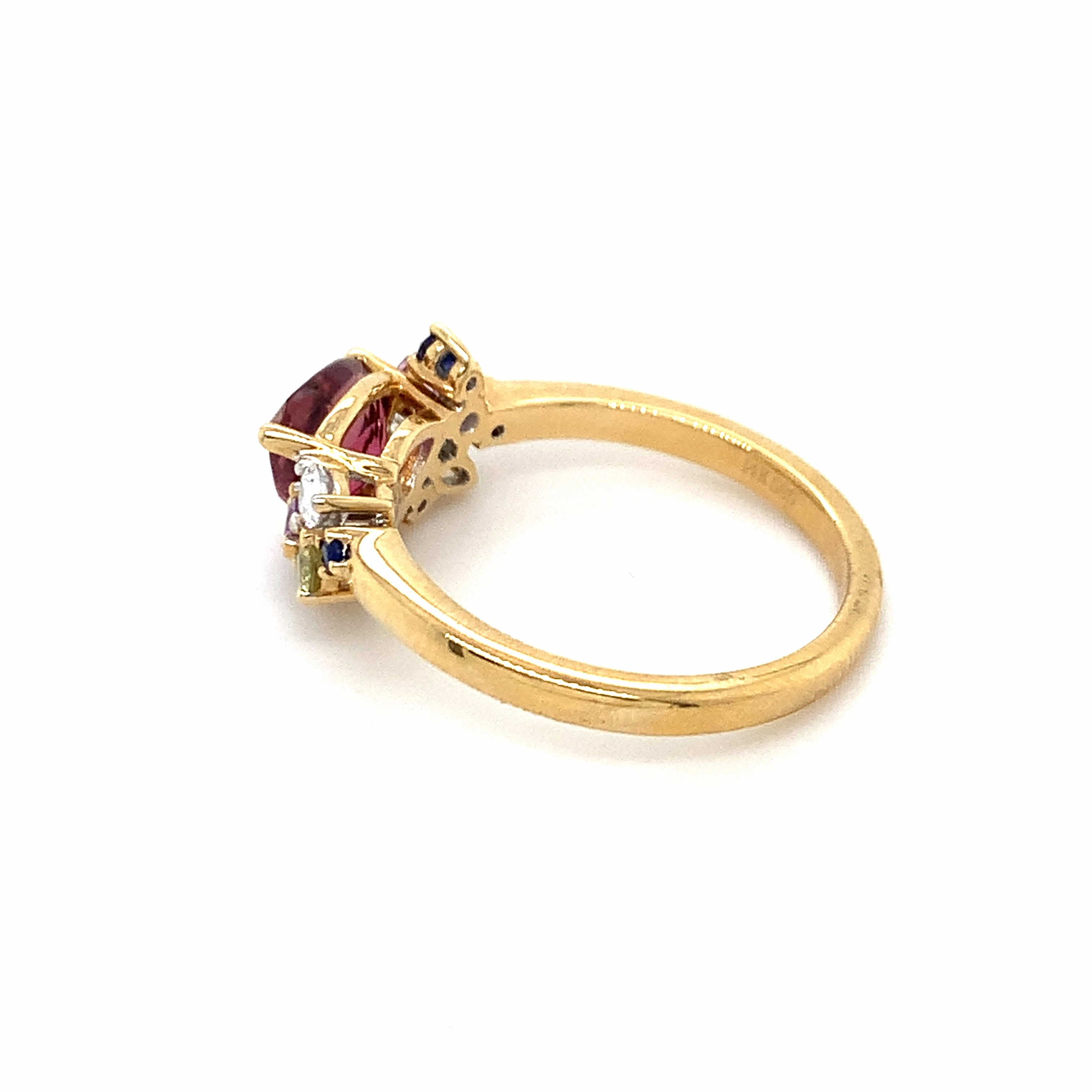 Iris Pink Tourmaline, Sapphire Diamond Ring