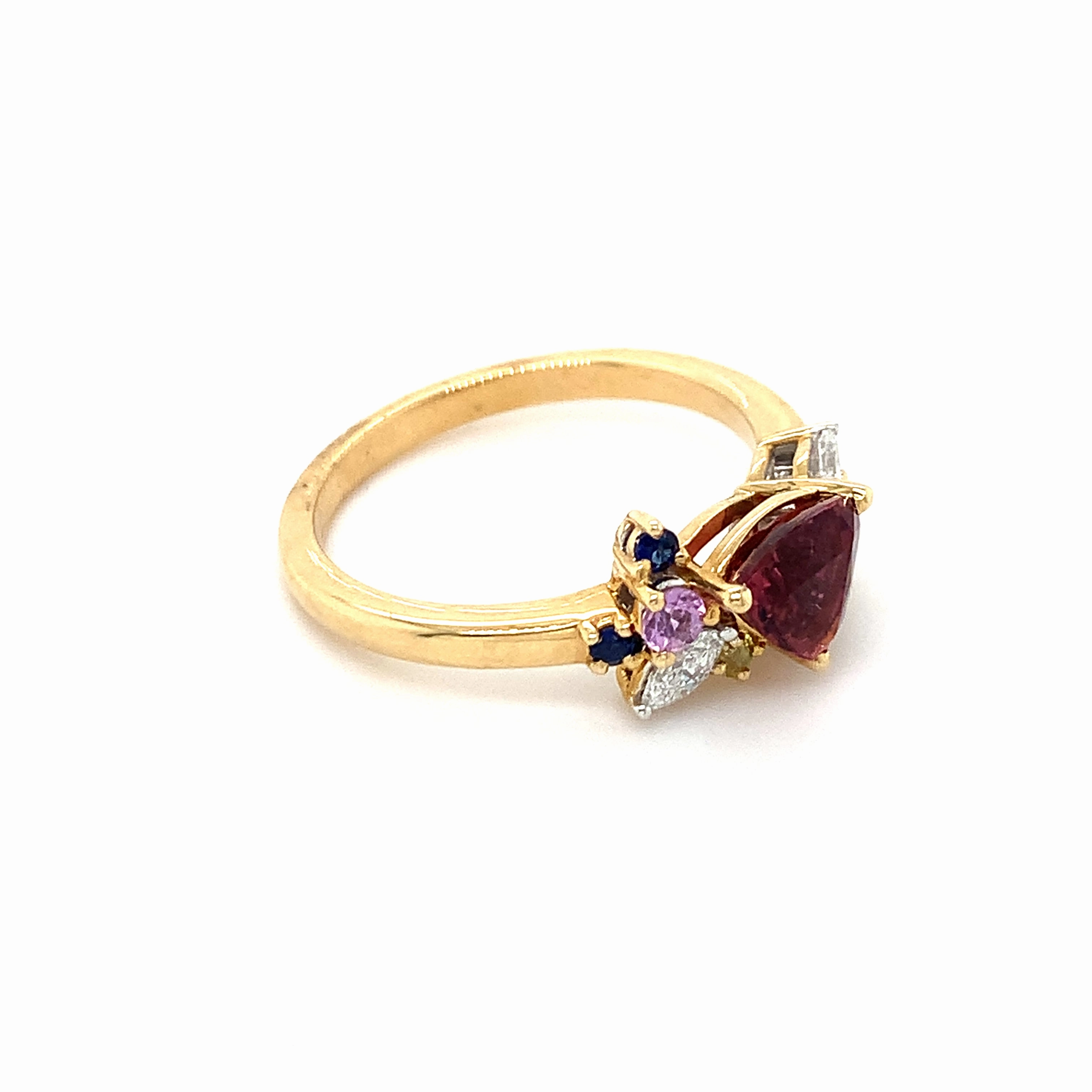 Iris Pink Tourmaline, Sapphire Diamond Ring