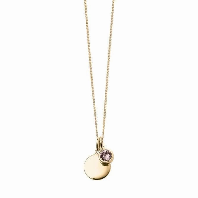 June Yellow Gold Plated Birthstone Engravable Disc Necklace P5013