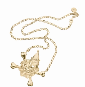 Karen Walker 9ct Yellow Gold Clown & Skull Pendant