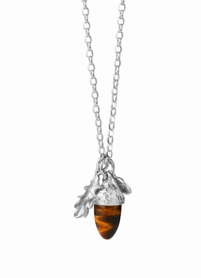 Karen Walker - Acorn And Leaf Charm - Silver - Tigers eye