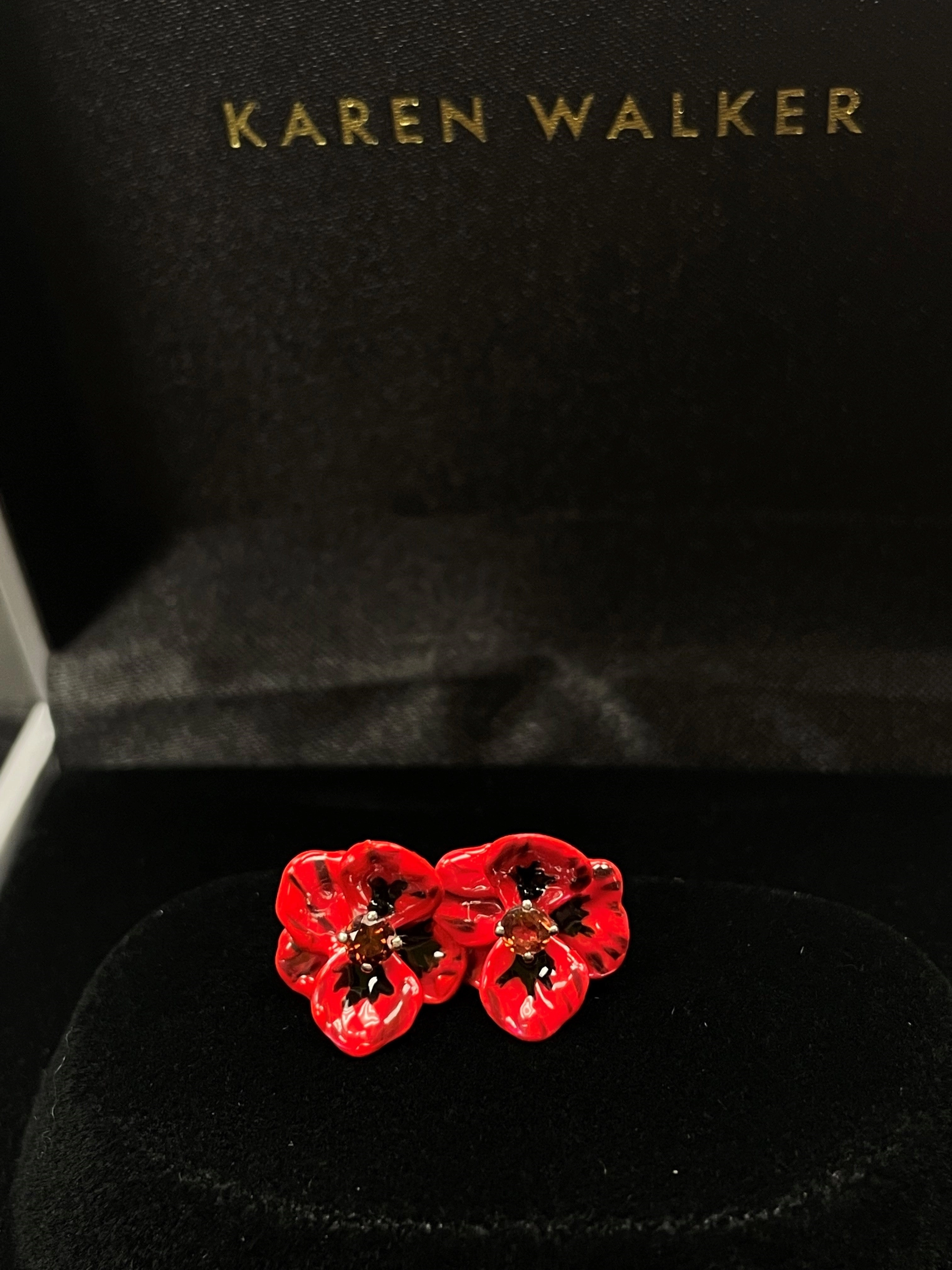 Karen Walker - Enamel Flower Earring 3mm Garnet