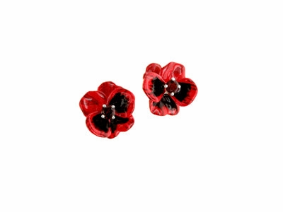Karen Walker - Enamel Flower Earring 3mm Garnet