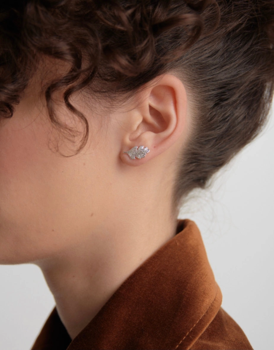 Karen Walker - Leaf Studs - Silver