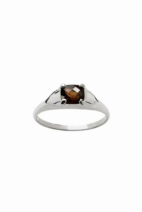 Karen Walker  - Mini Chequerboard Ring Smokey Quatrz