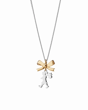Karen Walker - Mini Girl With A Bow Necklace 9ct Yellow Gold & Sterling Silver 45cm