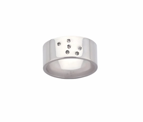 Karen Walker - Sterling Silver Blue Topaz Ring 6X1.5mm Scattered Ring