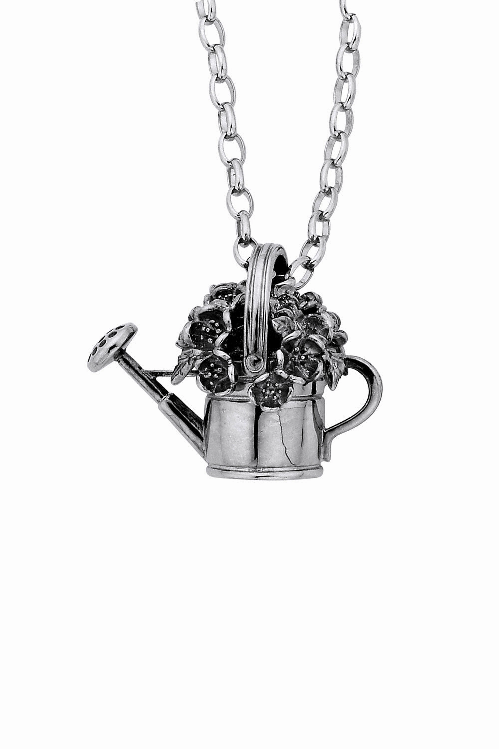 Karen Walker Botanical Watering Can With Flowers Pendant - Silver