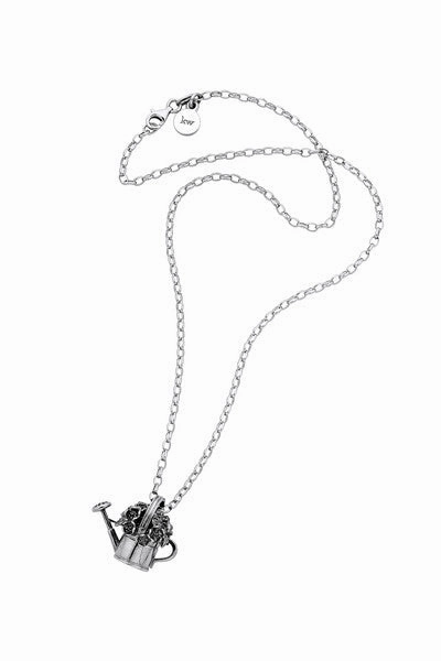 Karen Walker Botanical Watering Can With Flowers Pendant - Silver