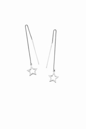 Karen Walker Mini Star Thread Earrings - Silver