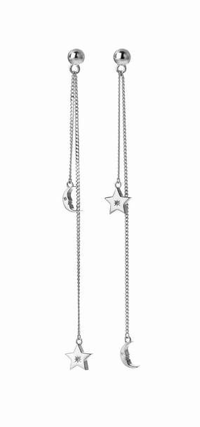 Karen Walker Moon & Star Pendulum Earrings - Silver