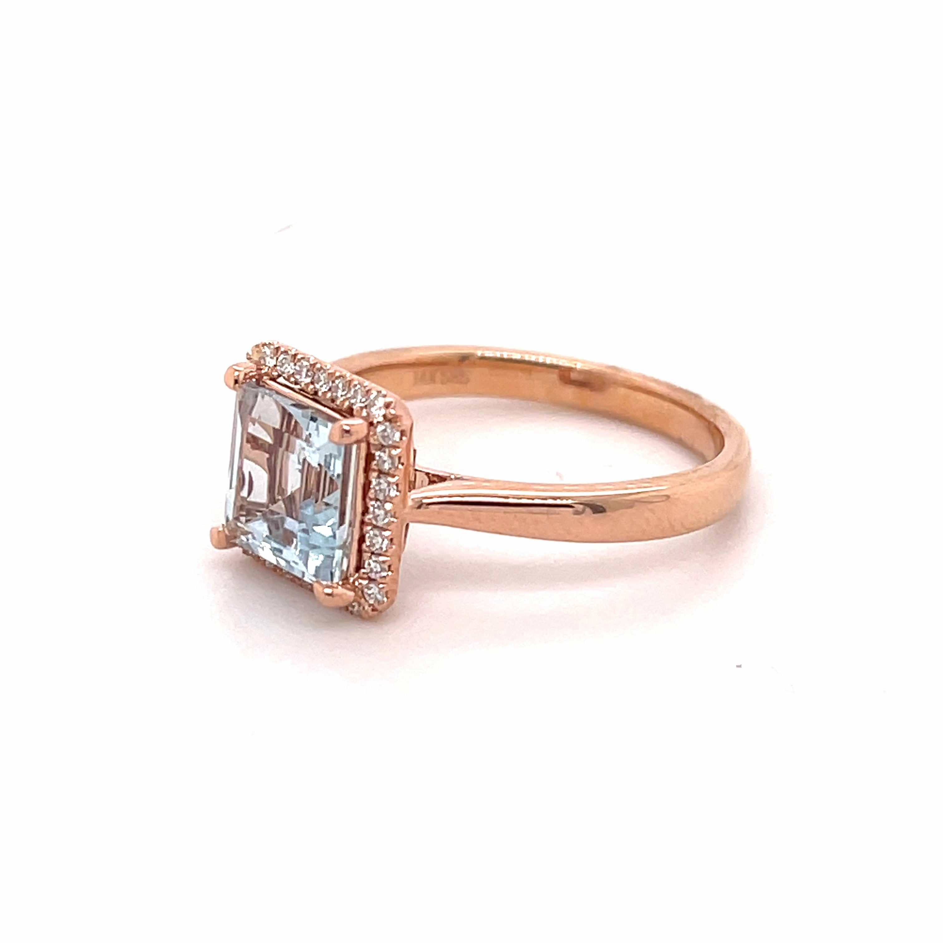 Kristie 14ct Rose Gold Aqua Marine Ring