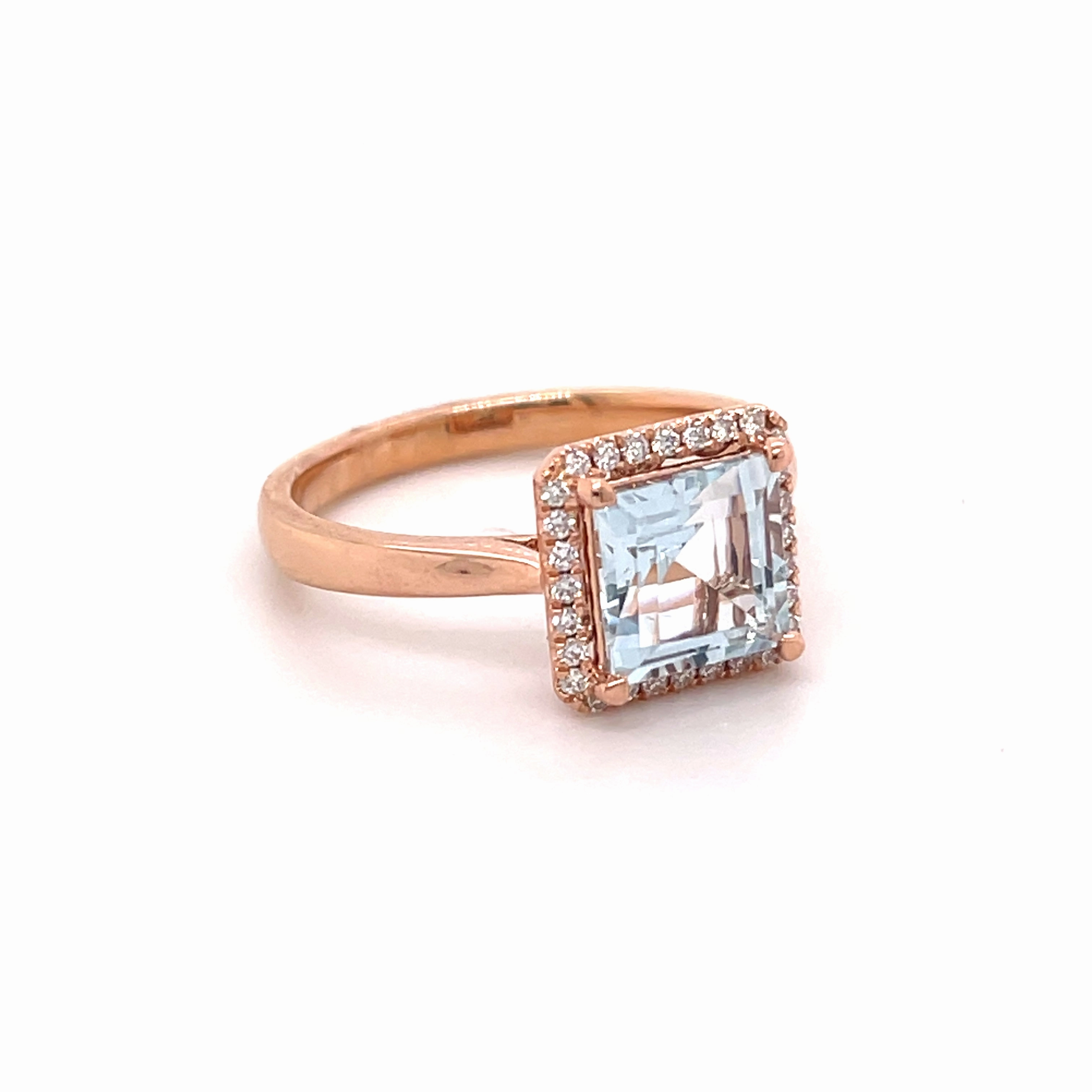 Kristie 14ct Rose Gold Aqua Marine Ring