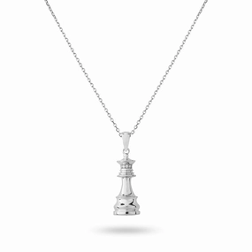 Ksenia Mirella The Queen White Gold 0.10ct Diamond Chess Necklace