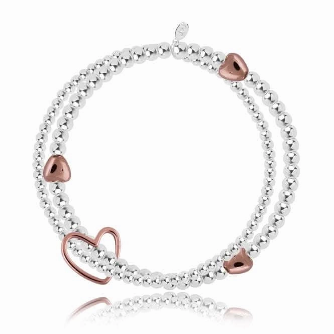 Lila Silver Rose Gold Heart Double Strand Bracelet 1330