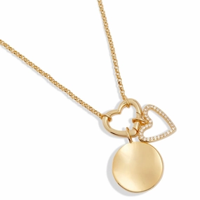 Little Links Heart Clasp Heart Charms Gold Plated Necklace 7546