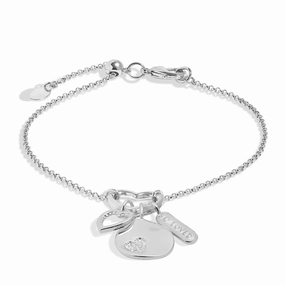 Little Links Heart Clasp So Loved Charms Silver Plated Bracelet 7541