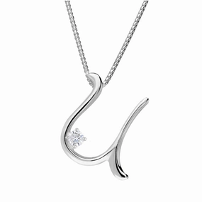 Love Letters 9ct White Gold 0.10ct Diamond Initial U Necklace