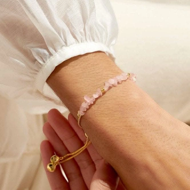 Mainfestones Rose Quartz Gold Plated 24.5cm Stretch Bracelet 6891