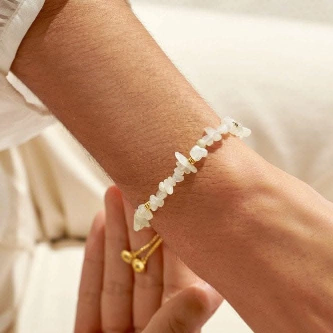 Mainfestones White Jade Gold Plated 24.5cm Adjustable Bracelet 6892