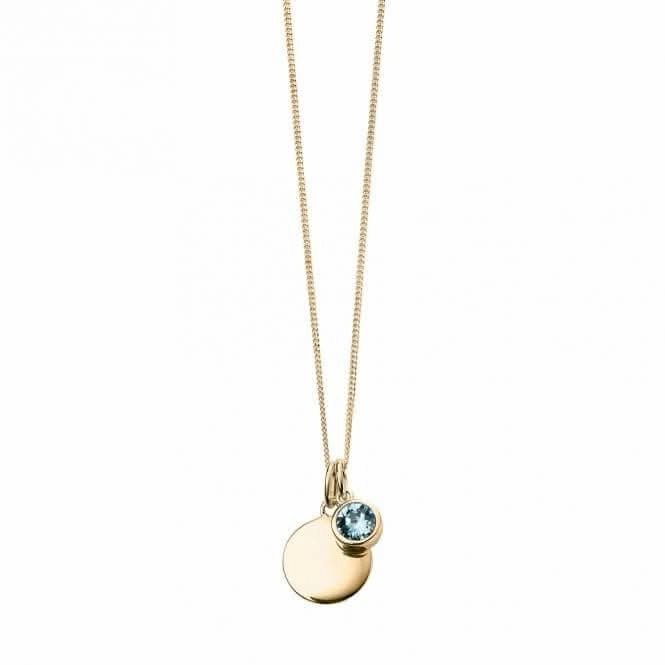March Yellow Gold Plated Birthstone Engravable Disc Necklace P5010