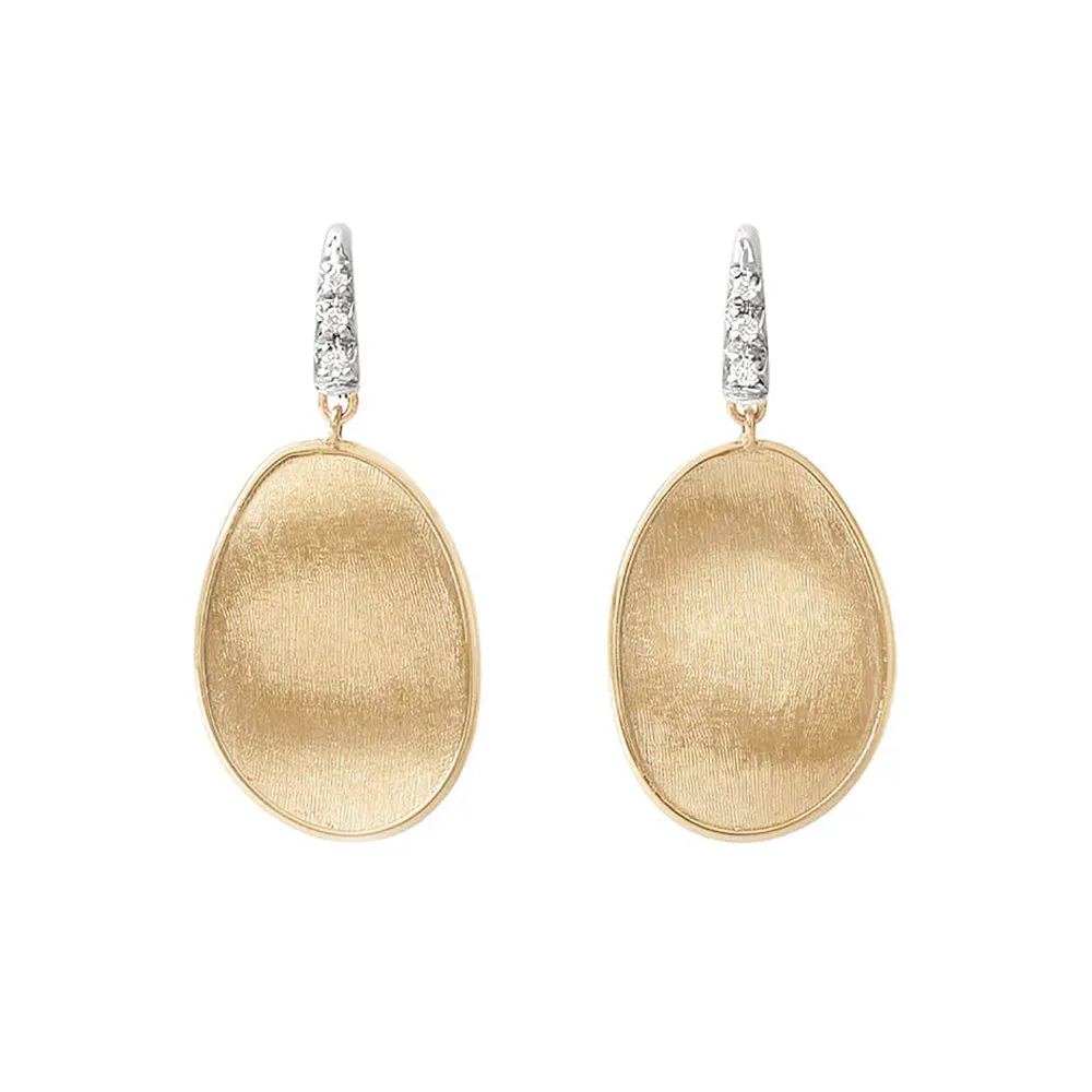 Marco Bicego Lunaria 18ct Yellow Gold 0.05ct Diamond Drop Earrings