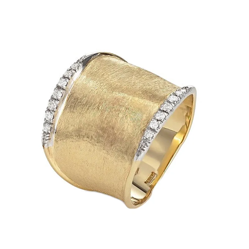 Marco Bicego Lunaria 18ct Yellow Gold 0.14ct Diamond Wide Band Ring