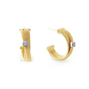 Marco Bicego Masai 18ct Yellow Gold 0.06ct Diamond Hoop Earrings D