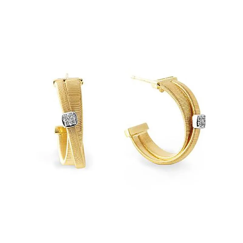 Marco Bicego Masai 18ct Yellow Gold 0.06ct Diamond Hoop Earrings D