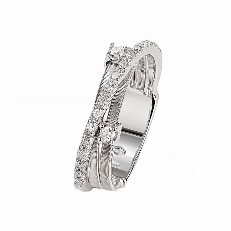 Marco Bicego Goa 18ct White Gold 0.19ct Diamond Crossover Ring
